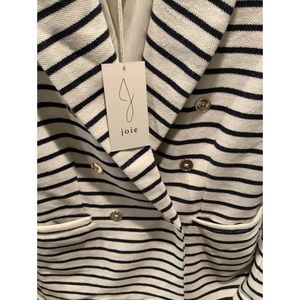NWT Joie blue and white striped blazer with gold button details. Women’s size L.